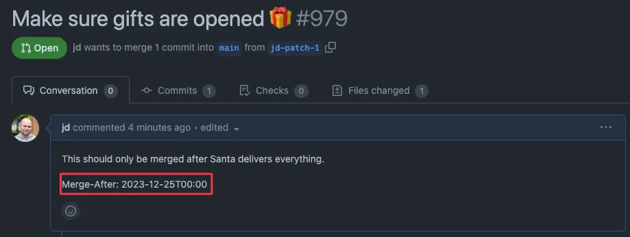 Using Merge-After in the pull request body on GitHub